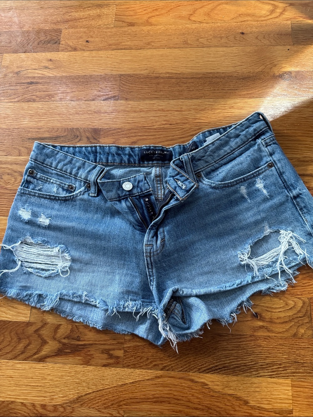 Lucky Brand Distressed Denim Cutoff Shorts - Medium Blue